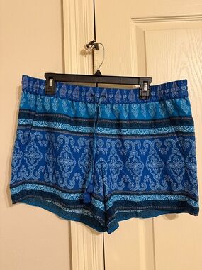 LOFT Blue Patterned Drawstring Women’s Shorts